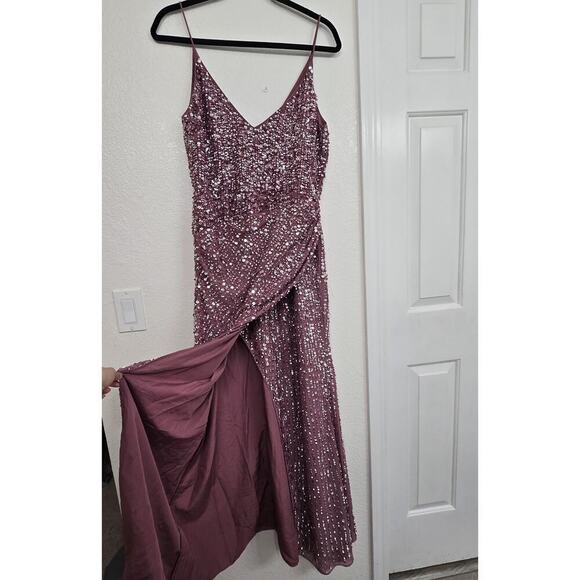 Asos Design  Embellished Maxi Drape Side Cami Dress Orchid Color  Size 6 Formal - Picture 11 of 14